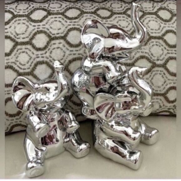 New Elephant set Chrome Silver Good Luck - Picture 10 of 10